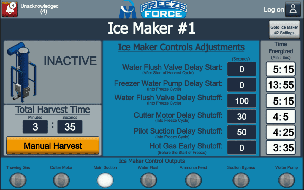 Food Processing Automation - Ice Maker Screen - Adgo Controls